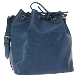 LOUIS VUITTON Borsa a Spalla Petit Noé Epi Blu M44105 LV Auth 158249