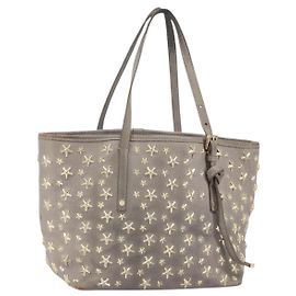 Borsa Tote in pelle Sasha S di Jimmy Choo Argento Oro Auth BA9385