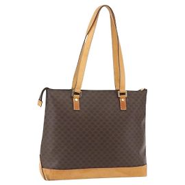 Céline Borsa tote in tela Macadam CELINE in pelle PVC marrone oro Auth ep12590