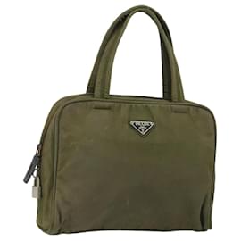 PRADA Borsa a mano in nylon khaki argento autentica 159348