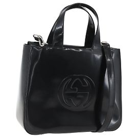 Sac à main GUCCI Émail 2 voies Noir Argent 000 1013 0504 Auth ep12477