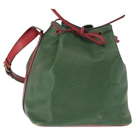 LOUIS VUITTON Epi Petit Noe Shoulder Bag Bicolor Green Red M44147 LV Auth 157957