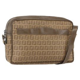 Sac à bandoulière en toile Zucchino FENDI PVC marron or Auth 160299