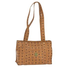 Borsa Tote MCM Logogram Vicetos PVC Marrone Oro Auth BA9359