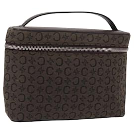 Céline Pochette da trucco in tela Macadam C di CELINE, marrone e argento, autentica ka1279