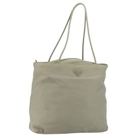 PRADA Tote Bag aus Nylon Khaki Silber authentisch gh1543