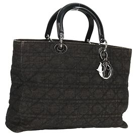 Christian Dior Borsa Lady Dior Canage in denim nero e argento Auth 160182