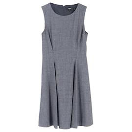 Vestido mini acampanado sin mangas de tweed gris de lana Theory