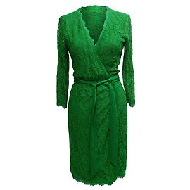 Vestido envolvente Julianna en seda verde de Diane von Furstenberg
