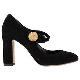 Vally Mary Jane Pumps aus schwarzem Wildleder von Dolce & Gabbana