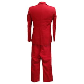 Blazer y Pantalones de Doble Botón Sandro Soazic en Algodón Rojo