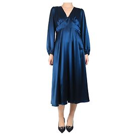 Autre Marque Midikleid aus blauer Satin - Größe UK 12