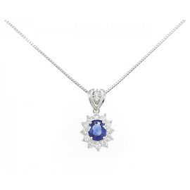 Autre Marque Collana in platino Pt900 Pt850 con zaffiro