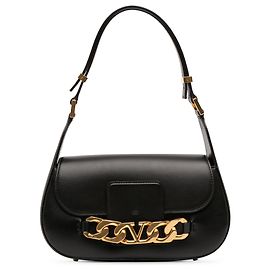 Borsa a spalla Valentino Vlogo in pelle nera media