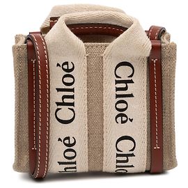 Borsa Woody Nano in tela marrone Chloé