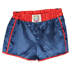 Pantalones cortos de satén estilo boxer azul marino Acne Studios