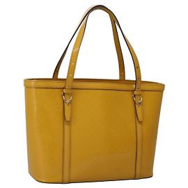 Borsa a mano in tela Micro GG Gucci in pelle verniciata gialla 336776 Auth 114217