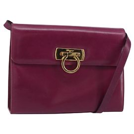 Sac à bandoulière Gancini en cuir violet et or Auth 159368 de Salvatore Ferragamo