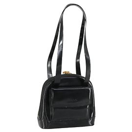Borsa a Spalla GUCCI Smalto Nero Oro 001 1075 1650 0 Auth 156856