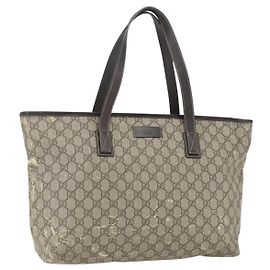 Gucci Borsa Tote GG Supreme in PVC beige 211137 Auth BA9292