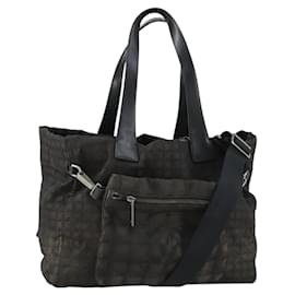 CHANEL Nuova Borsa Tote da Viaggio Nylon 2in1 Marrone Argento CC Auth bs31911