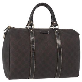 Borsa Boston in tela Zucchino FENDI PVC marrone scuro oro 193603 Auth 154330