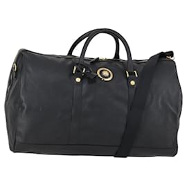 VERSACE Boston Tasche aus Leder 2-in-1 Schwarz Gold Auth am9495 - Versace