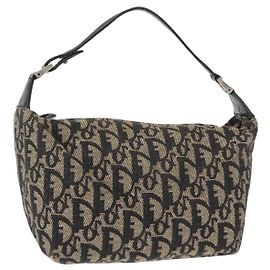 Borsa a mano in tela Trotter Christian Dior blu Auth ar13752