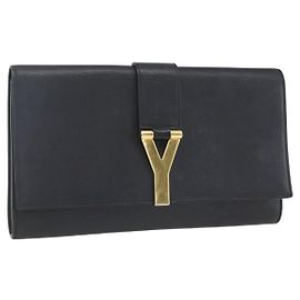 SAINT LAURENT Pochette in Pelle Nera Oro Auth ka1261