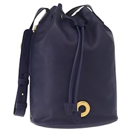 Borsa a Spalla CELINE Circle in Pelle Blu Navy Oro Auth 159739 - Céline