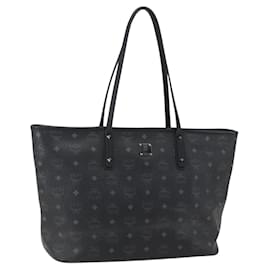 MCM Logogram Vicetos Tote Bag PVC Black Gold Auth am10225