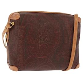 ETRO Paisley Shoulder Bag Leather Bordeaux Gold Auth am10326 - Etro
