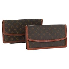 LOUIS VUITTON Pochette Dam GM Monogram Borsa Clutch 2 Set M51810 LV Auth ka1361
