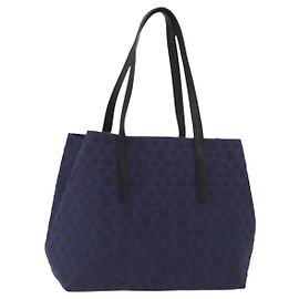 Jimmy Choo Tote Bag Sophia S aus Canvas Navy Silber Auth BA9319