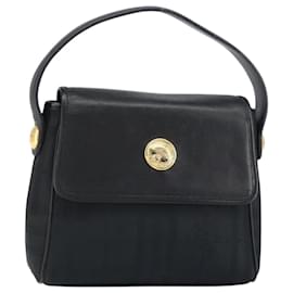Autre Marque Borsa a mano in pelle e tela Nova Check di Burberrys Nero Oro Auth gh1496