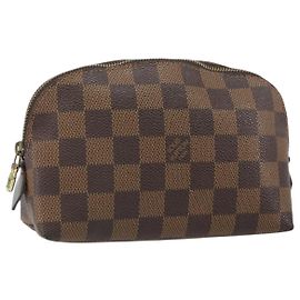 LOUIS VUITTON Pochette Cosmética PM Damier Ebene N47516 Autêntica LV BA9448