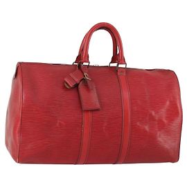 LOUIS VUITTON Epi Keepall 45 Borsa Boston Rossa M42977 LV Auth BA8834