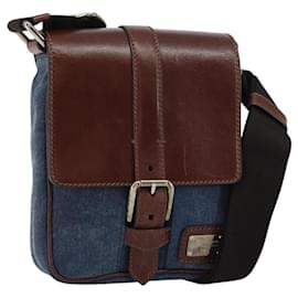 DOLCE&GABBANA Schultertasche aus Leder Canvas Blau Silber Authentisch bs31820 - Dolce & Gabbana