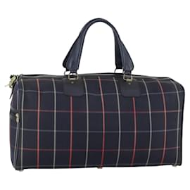 Borsa Boston in tela Nova Check Burberrys blu navy oro Auth 156890 - Autre Marque