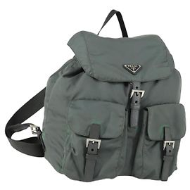 Zaino PRADA in nylon verde argento autentico 157248