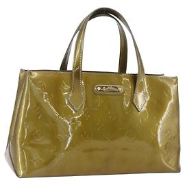 LOUIS VUITTON Bolsa Wilshire PM Monogram Vernis Cinza Art Déco M91627 Auth 160424