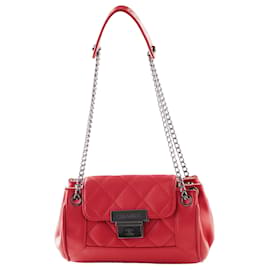 Borsa mini flap a fisarmonica Chanel in pelle caviar rossa