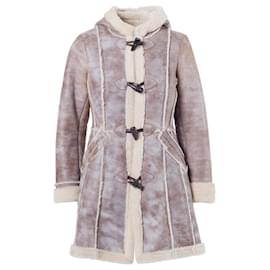 Abrigo largo de shearling para mujer de Prada con capucha