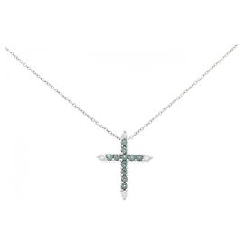 Autre Marque Collana Croce in Alexandrite in Oro Bianco Au750