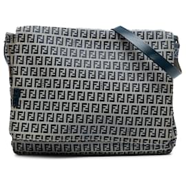 Borsa a tracolla in tela Zucchino grigia Fendi