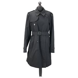 Abrigo trench Burberry Kensington negro de algodón hombre