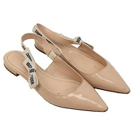 Sapatilhas slingback Christian Dior J'Adior couro verniz bege