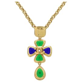 Collana in metallo color pietra dorata Chanel Vintage Coco Mark Gripoir