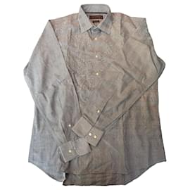 Camicia Etro in cotone a quadri grigia