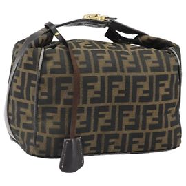 Sac à main en toile Zucca FENDI marron noir Auth 160054